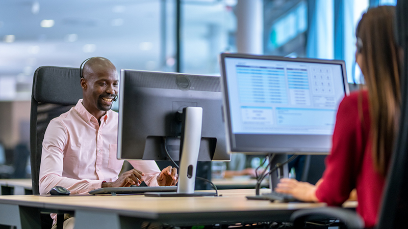 Call center agents at work